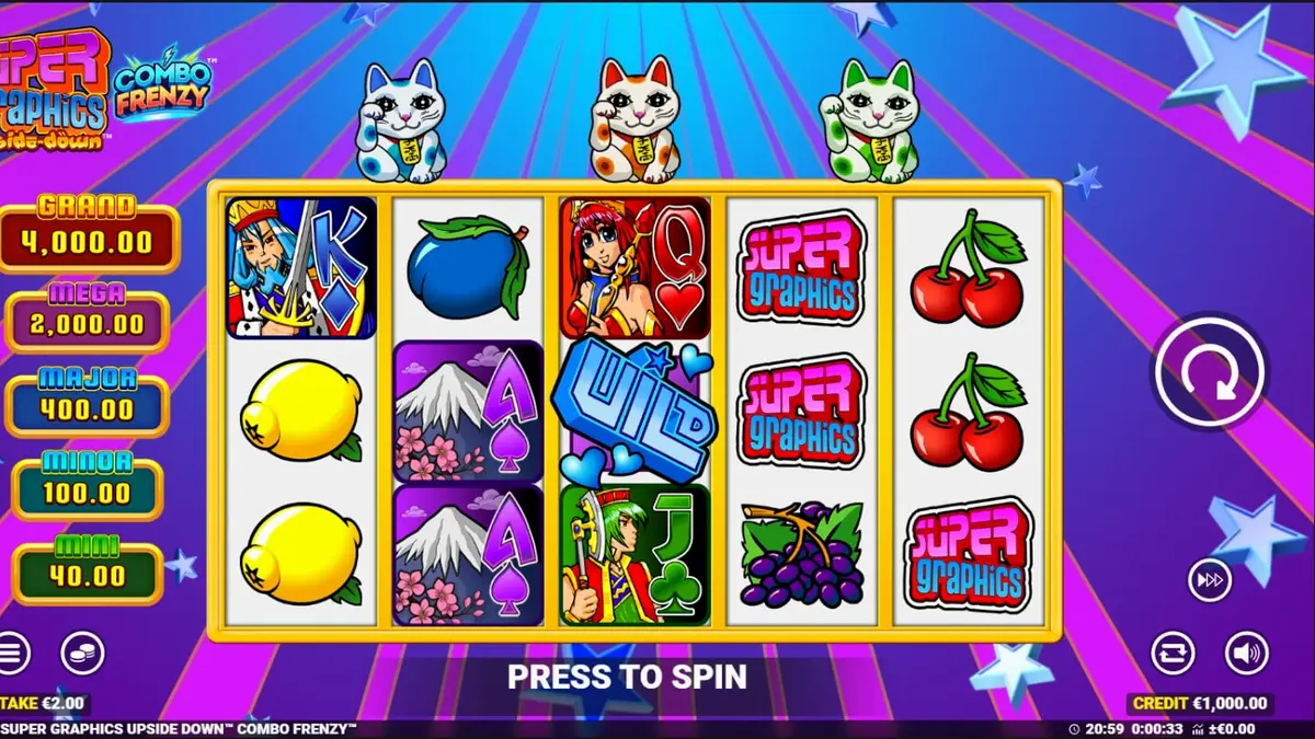 Super Graphics Upside Down slot machine interface